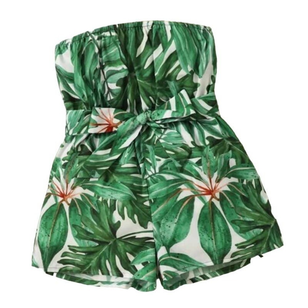 SHEIN Baby Tropical Print Belted Tube Romper in Green, Size 6-9M​​​​​​​